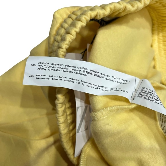 Zara Yellow Sweat Pants Joggers Classic Elastic Drawstring Waist Size Large NWT - Picture 9 of 13